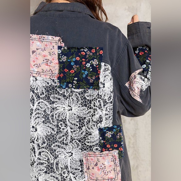 Pol Boho Patches Oversized Denim Jacket - Picture 5 of 5